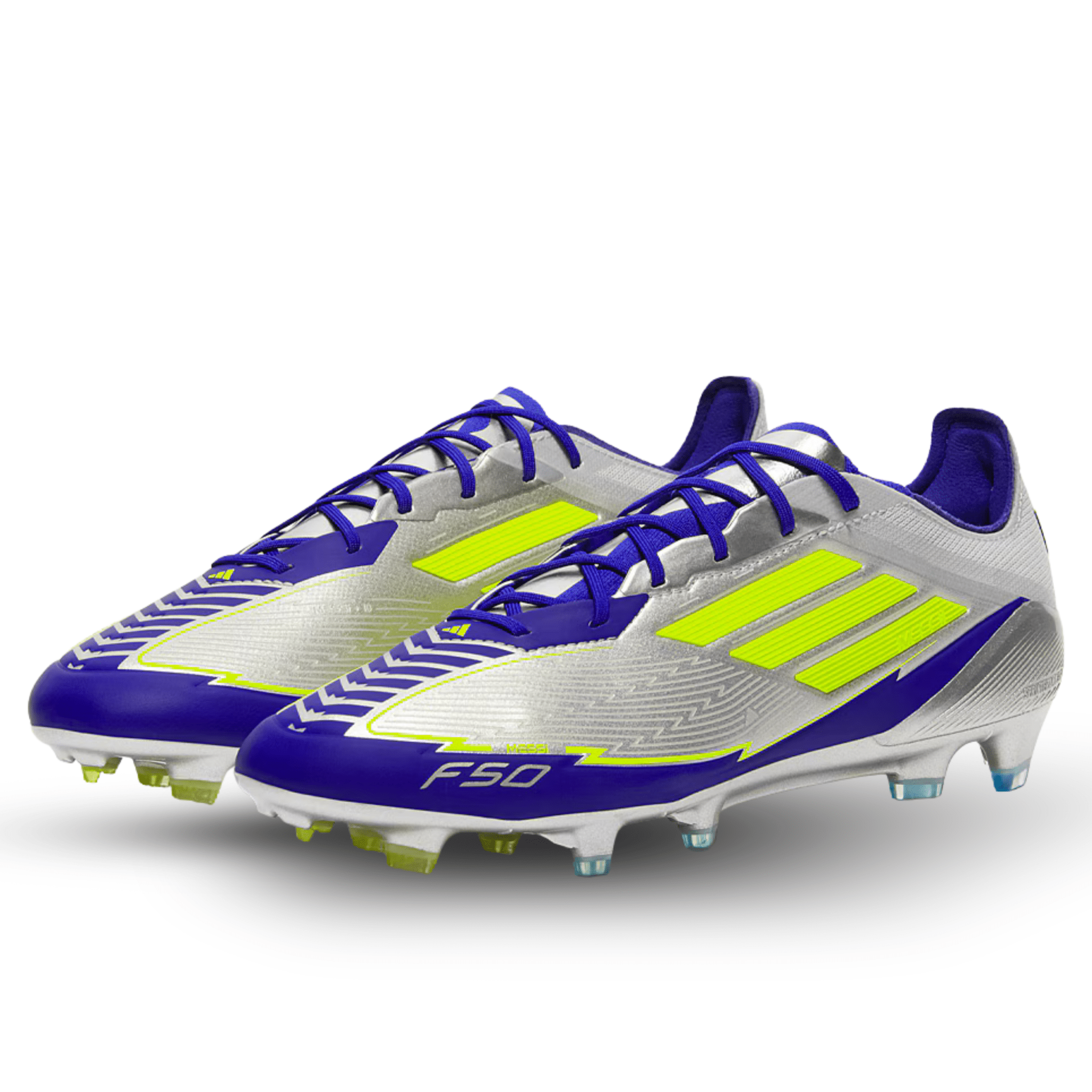 adidas F50 Messi Elite FG Soccer Cleats (Silver Metallic/Lucid Blue) | SoccerWearhouse