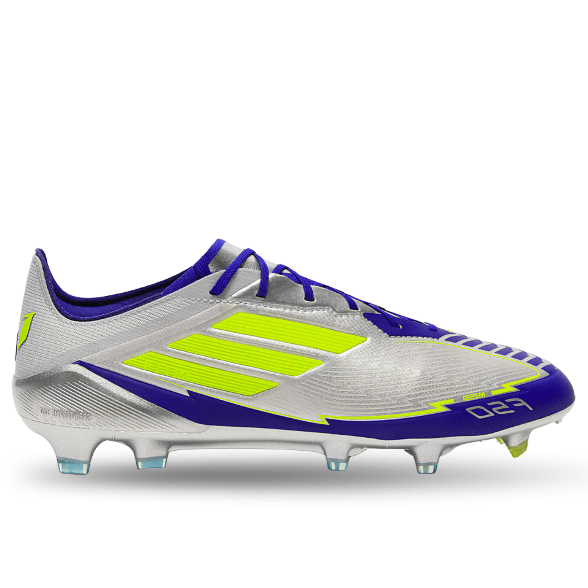 adidas F50 Messi Elite FG Soccer Cleats (Silver Metallic/Lucid Blue) | SoccerWearhouse