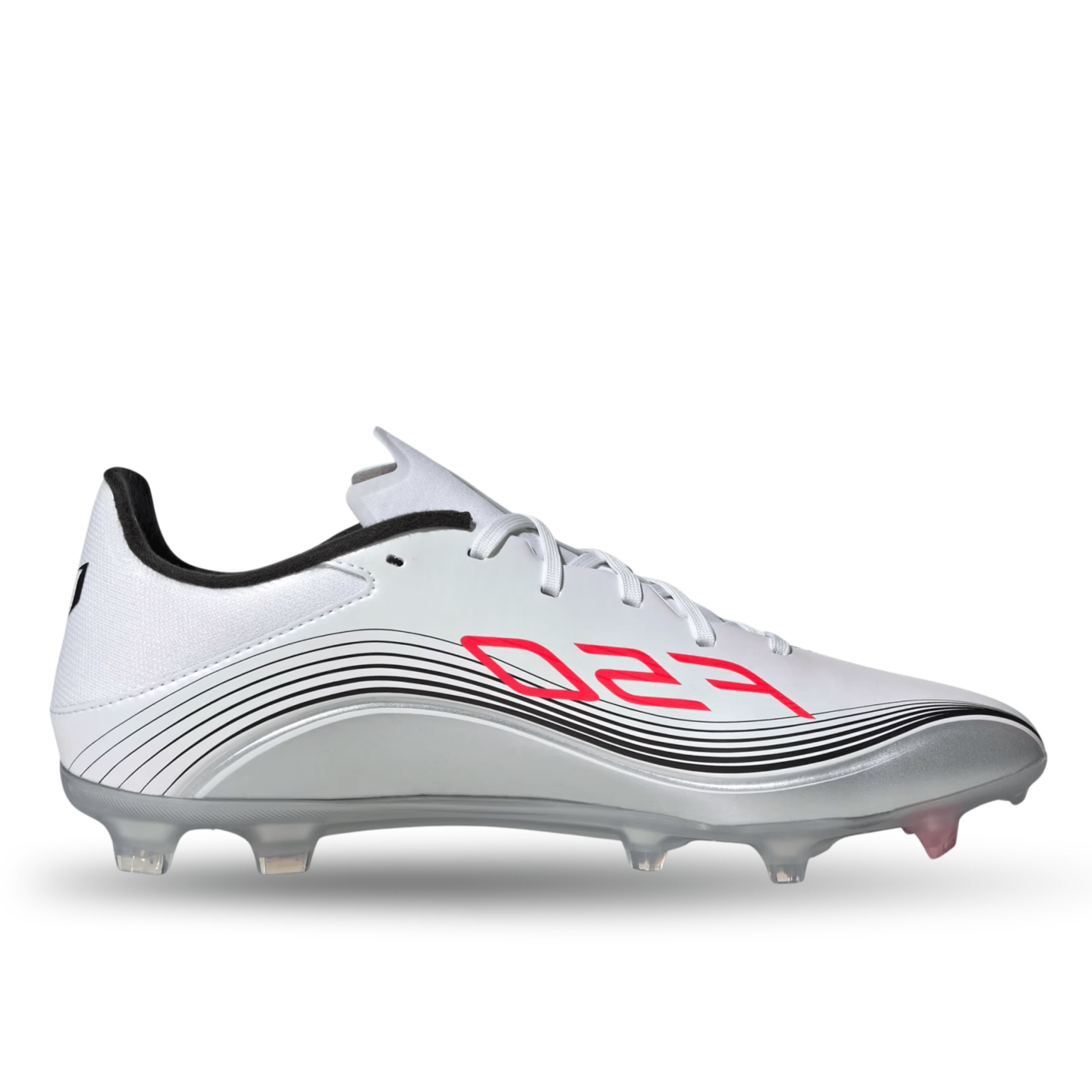 adidas F50 Messi League FG/MG Soccer Cleats (White/Lucid Red/Silver Metallic) | SoccerWearhouse