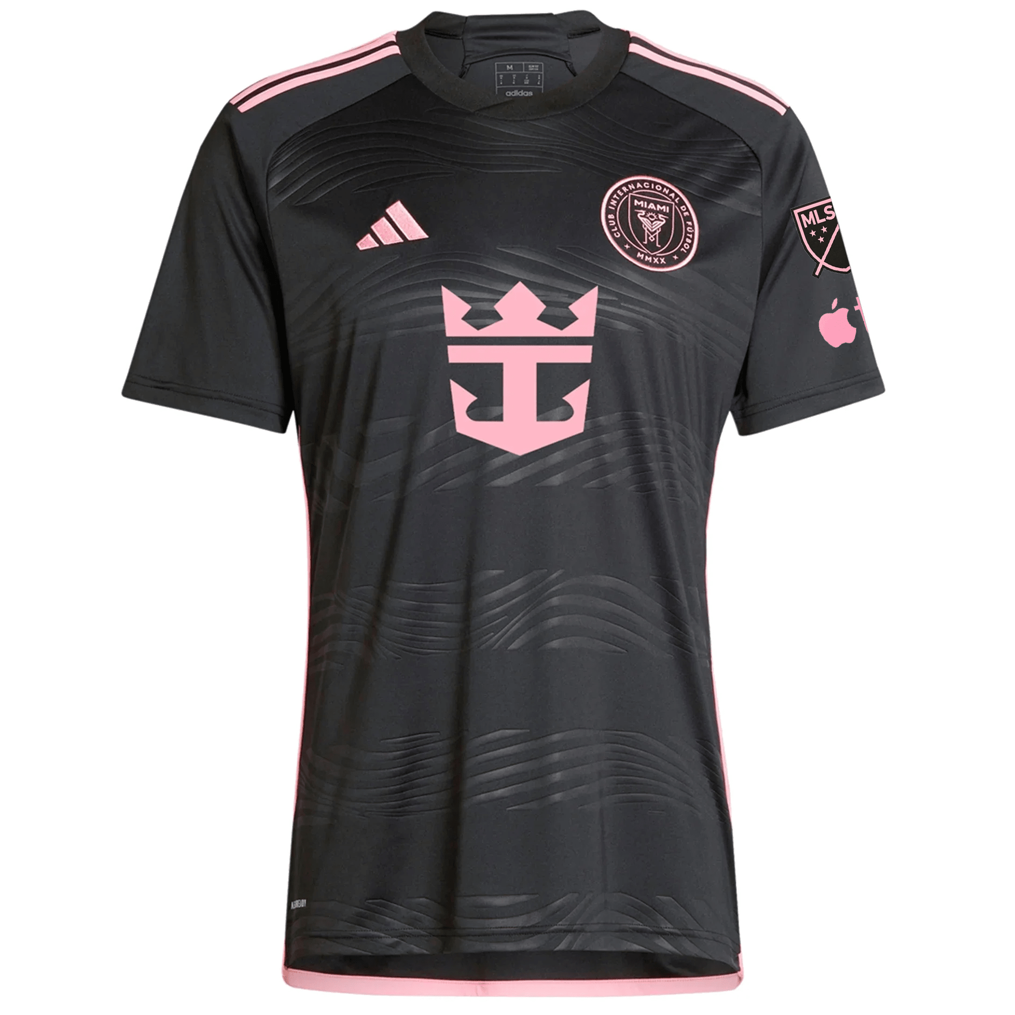 adidas Inter Miami Lionel Messi Royal Caribbean Away Jersey w/ MLS + Apple TV Patches 23/24 (Black/Bliss Pink) | SoccerWearhouse