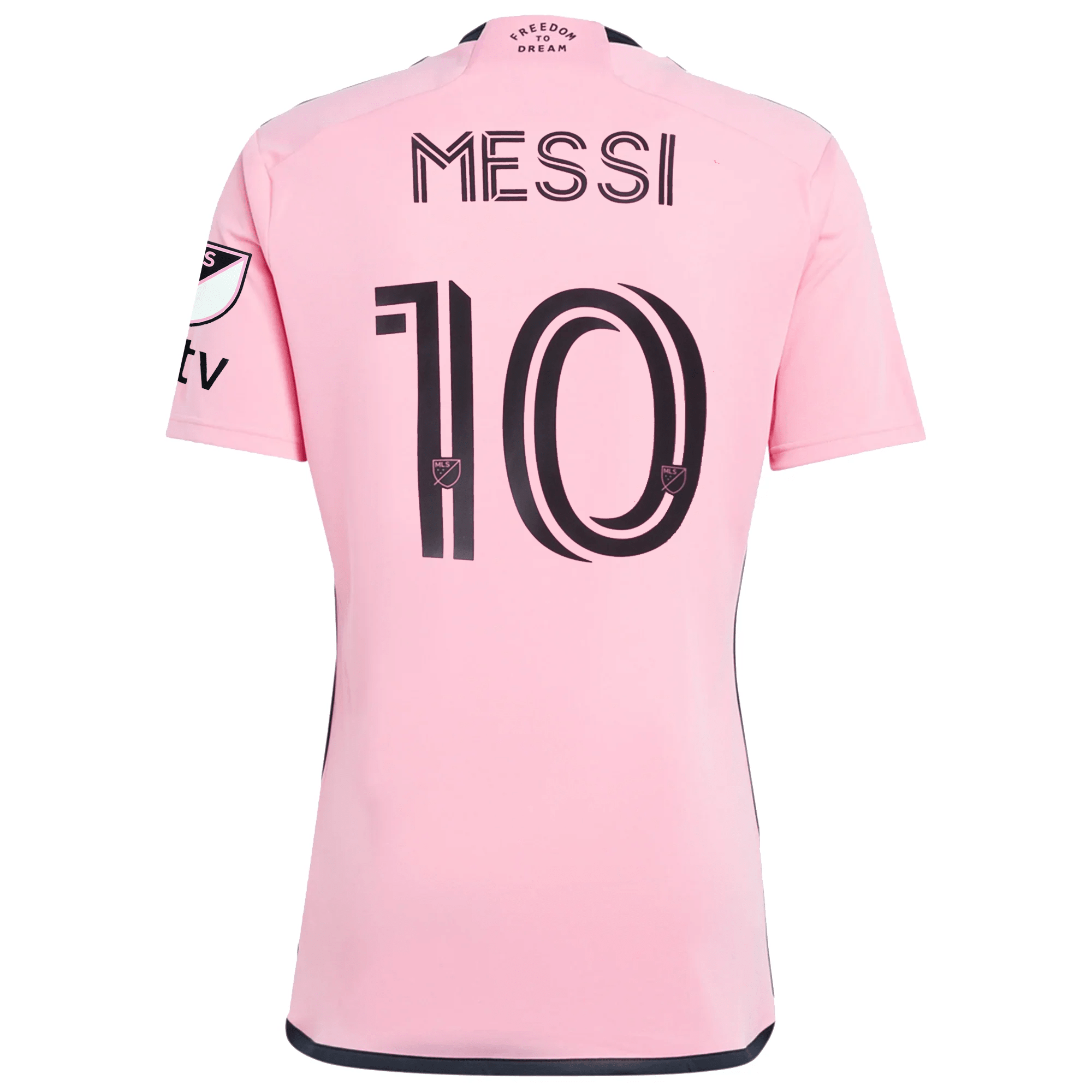 adidas Inter Miami Lionel Messi Royal Caribbean Home Jersey w/ MLS + Apple TV Patches 24/25 (Easy Pink) | SoccerWearhouse