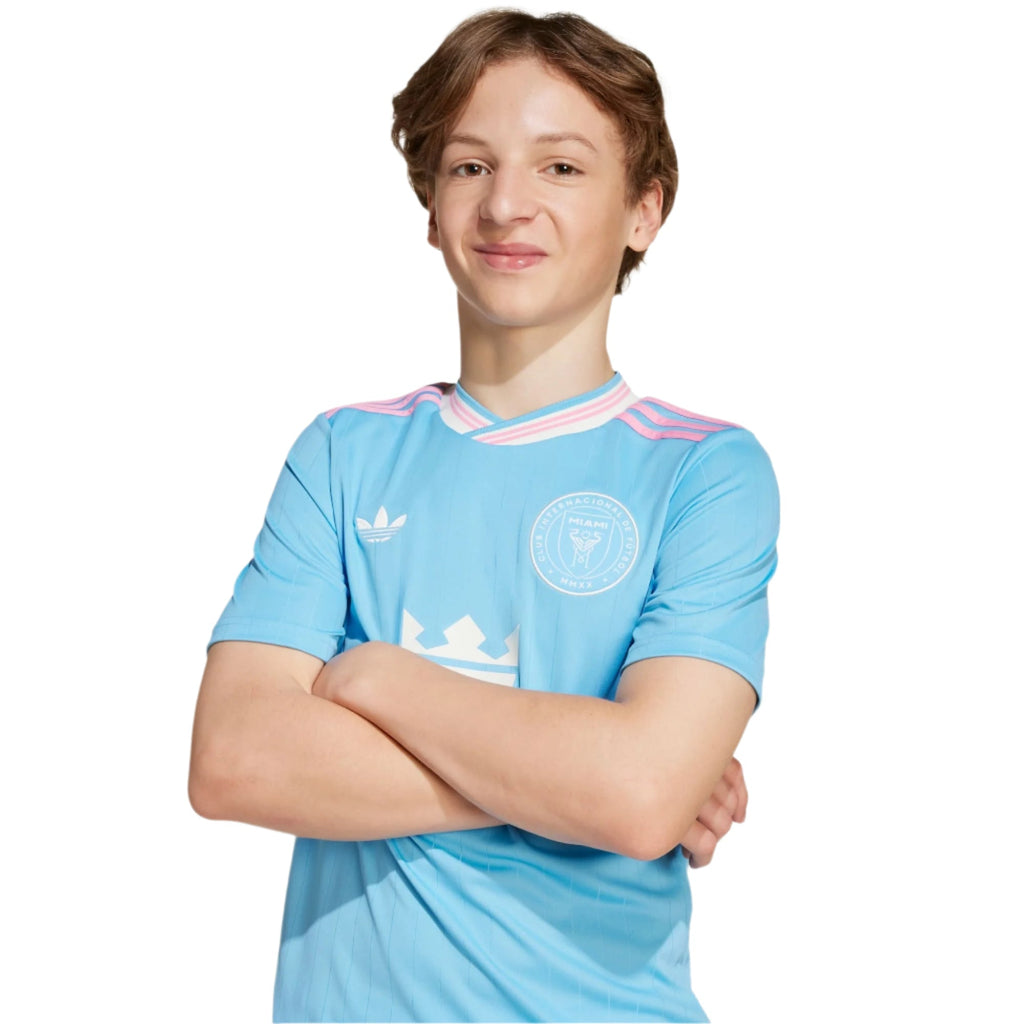adidas Lionel Messi Youth Inter Miami 25/26 Third Jersey (Blue/Pink) | SoccerWearhouse