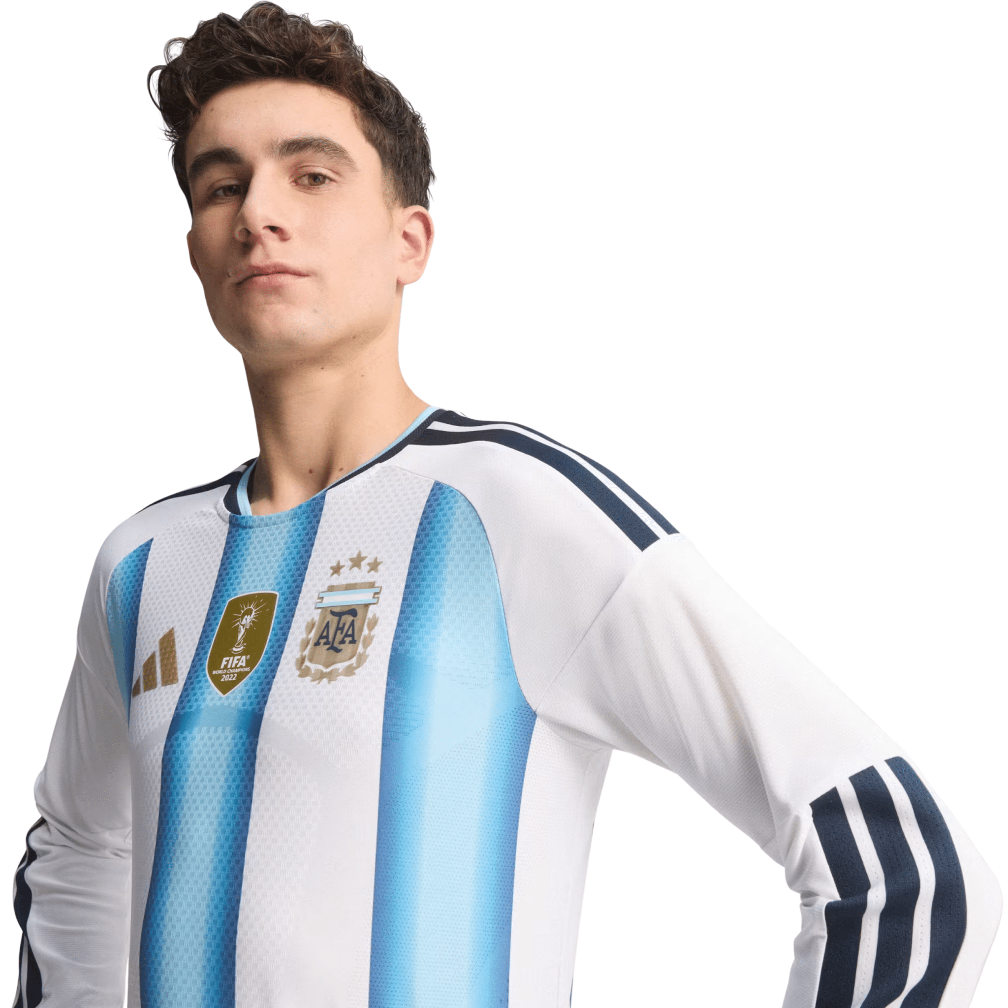 adidas Men's Argentina Long Sleeve Authentic Home Long Sleeve Jersey 2026 (White/Icey Blue/Light Blue) | SoccerWearhouse