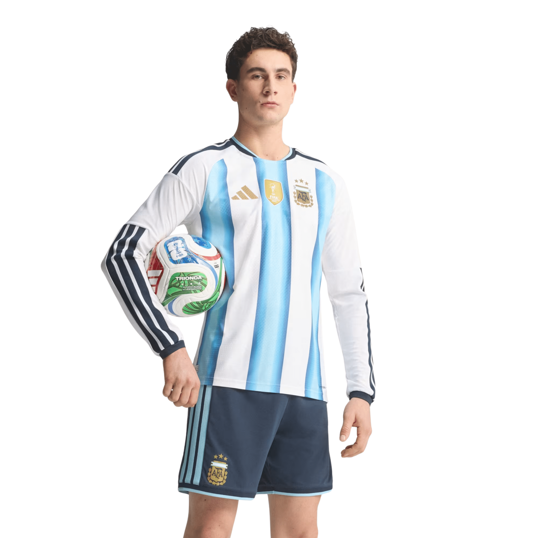 adidas Men's Argentina Long Sleeve Authentic Home Long Sleeve Jersey 2026 (White/Icey Blue/Light Blue) | SoccerWearhouse