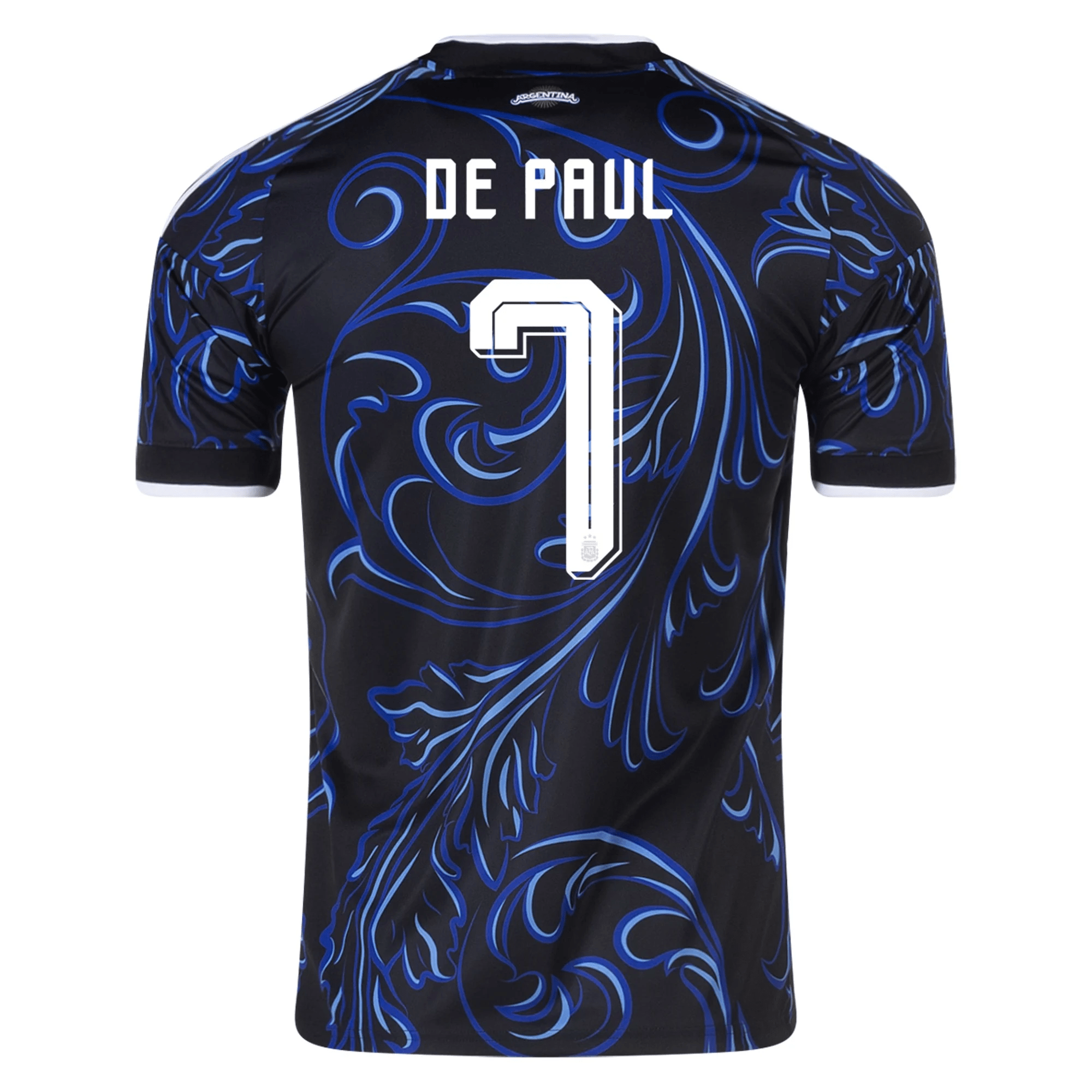 adidas Men's Argentina Rodrigo De Paul Away Stadium Jersey 2026 (Black/Blue) | SoccerWearhouse
