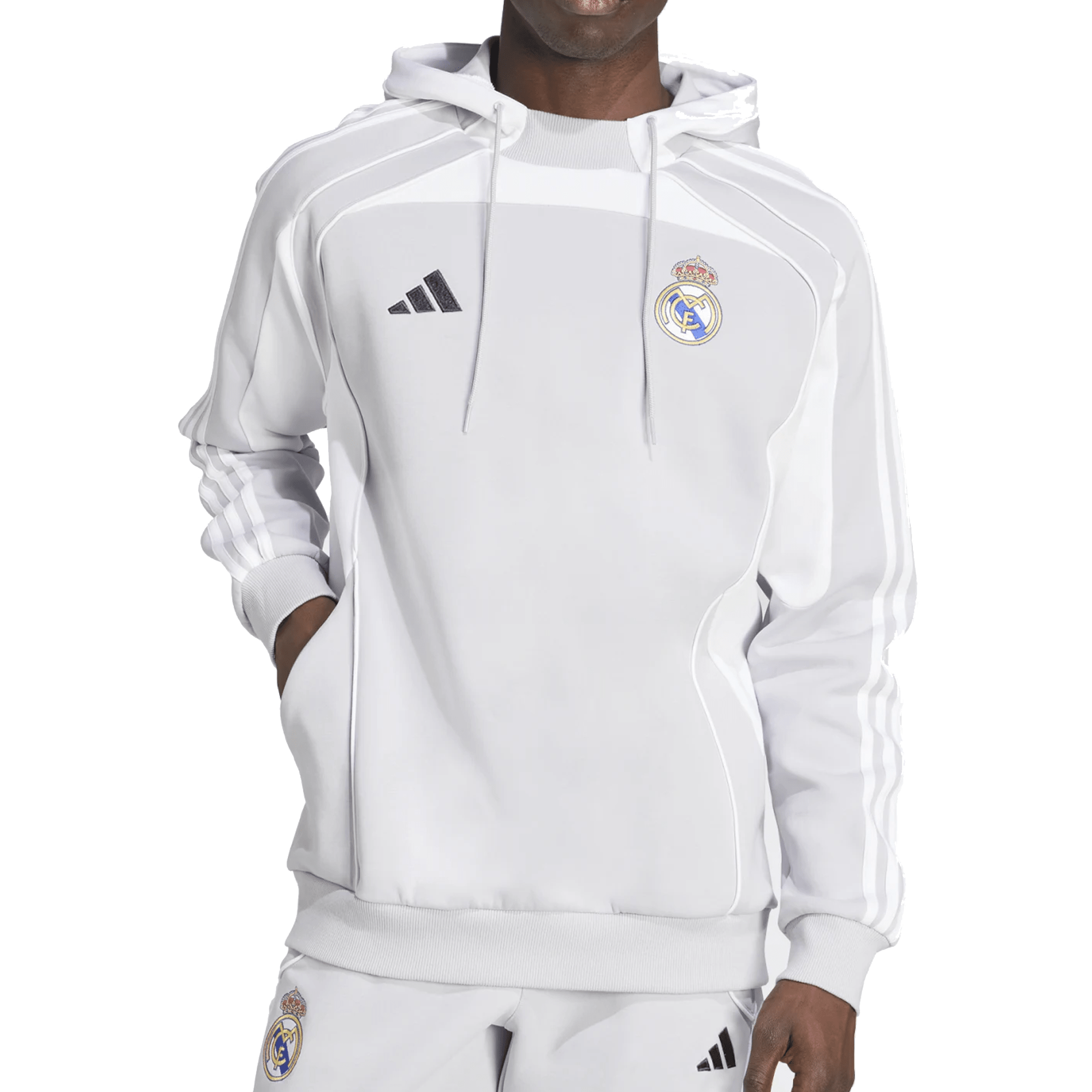 adidas Real Madrid 25/26 UBP Travel Hoodie (Light Solid Grey/White) | SoccerWearhouse
