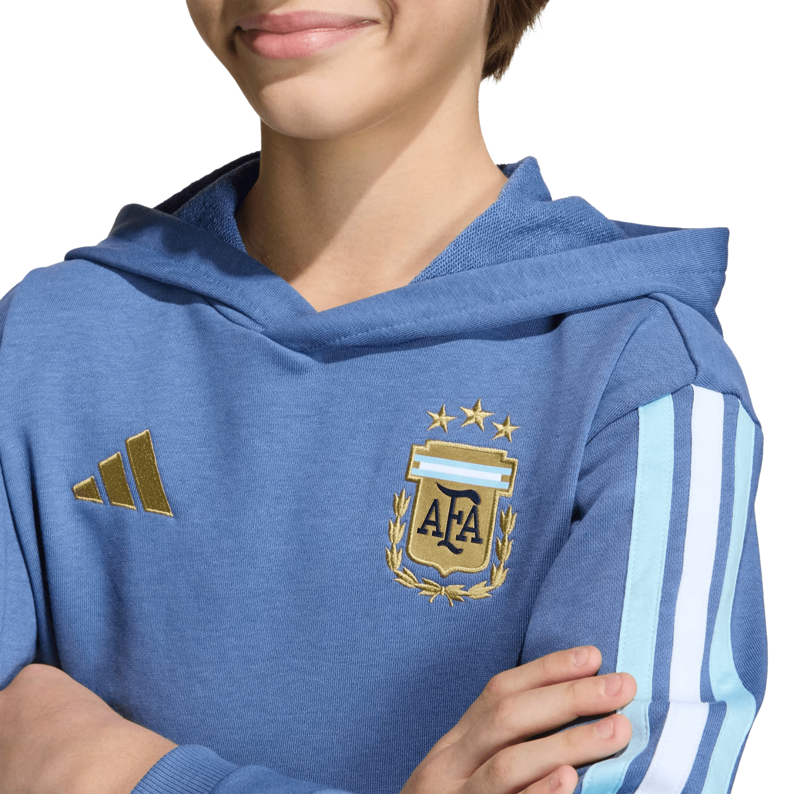 adidas Youth Argentina 2026 DNA Fleece Hoodie (Crew Blue) | SoccerWearhouse