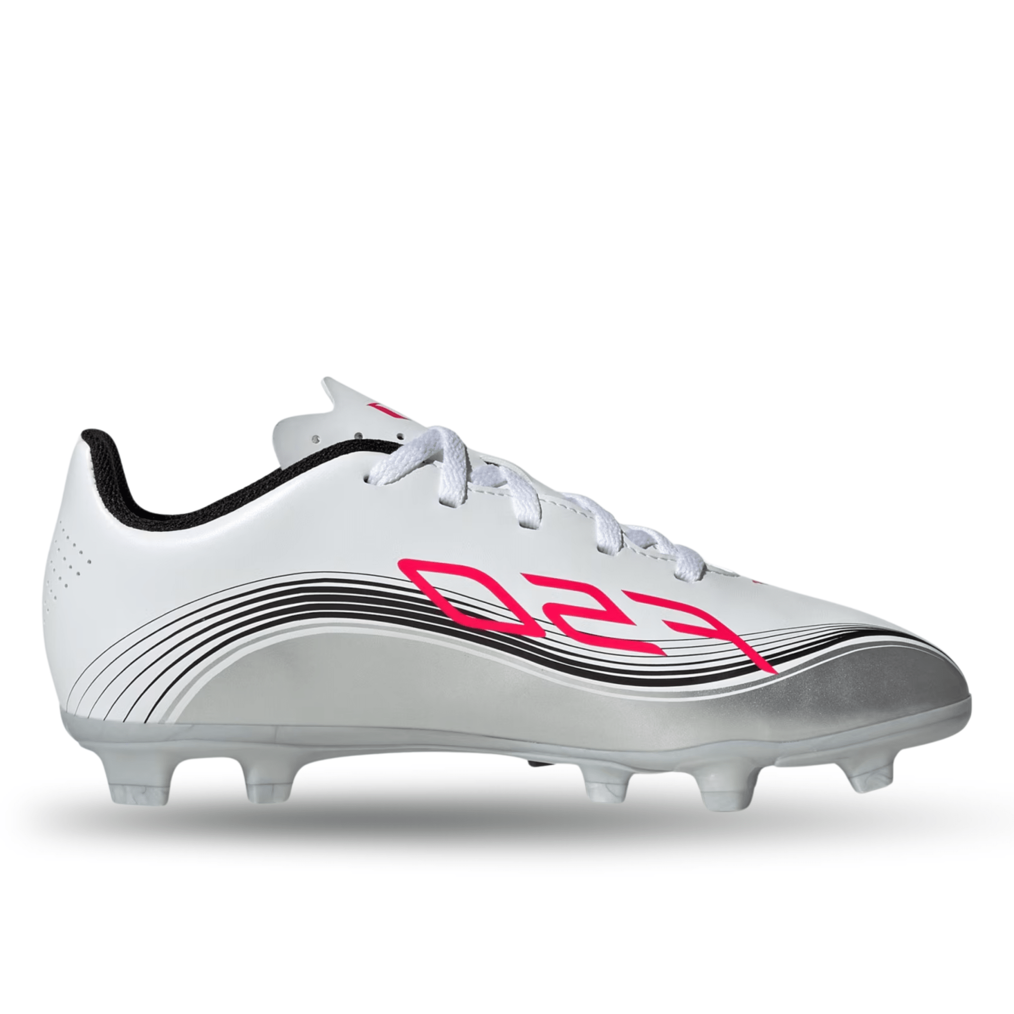 adidas Youth F50 Messi Club FG/MG Junior Soccer Cleats (White/Lucid Red/Silver Metallic) | SoccerWearhouse