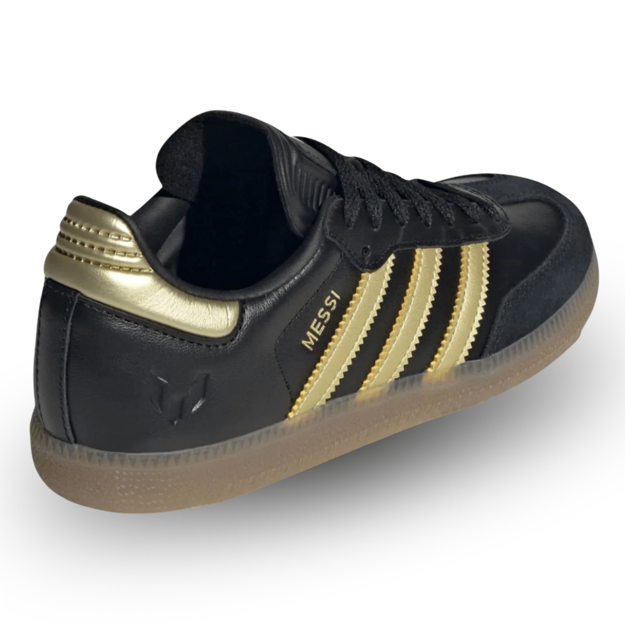 adidas Youth Jr Samba Messi J Indoor Shoes (Black/Gold Metallic/Gum) | SoccerWearhouse
