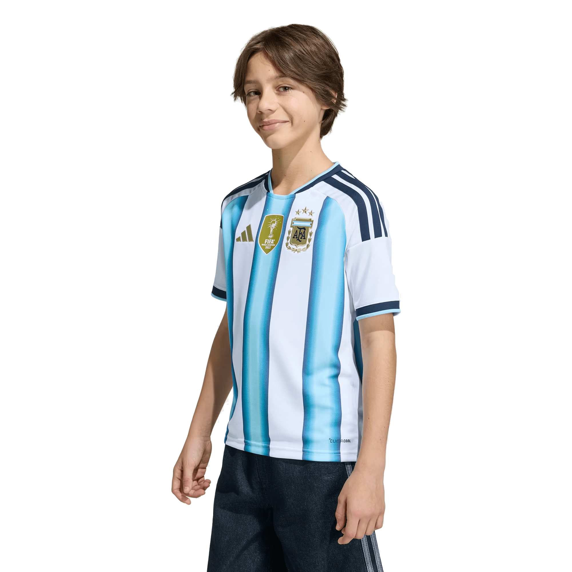 adidas Youth Lionel Messi Argentina Home Jersey w/ World Cup Champion Patch 2026 (White/Icey Blue) | SoccerWearhouse
